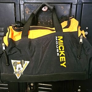 Vintage Mickey Mouse‎ duffle weekender bag~ Disney~ Black Yellow